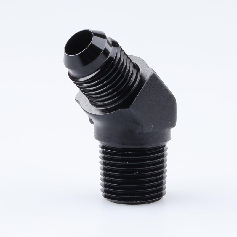 AC PERFORMANCE 45 Degree Elbow -6 AN Male Flare to 3/8" NPT Male Fitting Adapter Connector Aluminum Black - Image 2